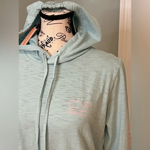 NWT Vineyard Vines Lightweight Aqua Haze Hoodie | Whale Logo | Size S - Picture 9 of 14